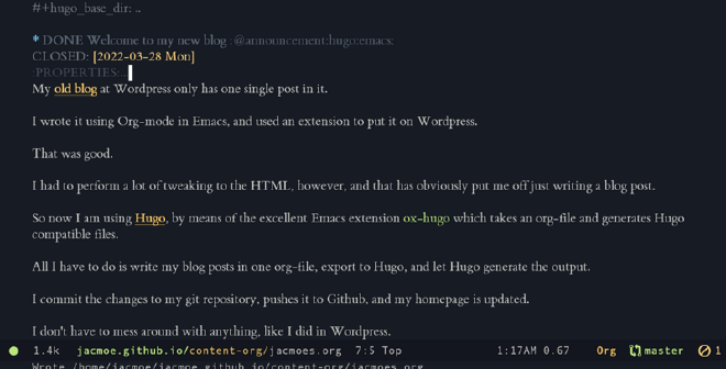 Writing this blog post in Emacs